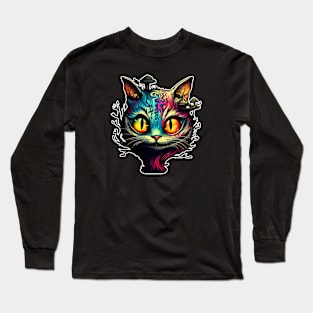 Cheshire Cat Alice in Wonderland Mushrooms Long Sleeve T-Shirt